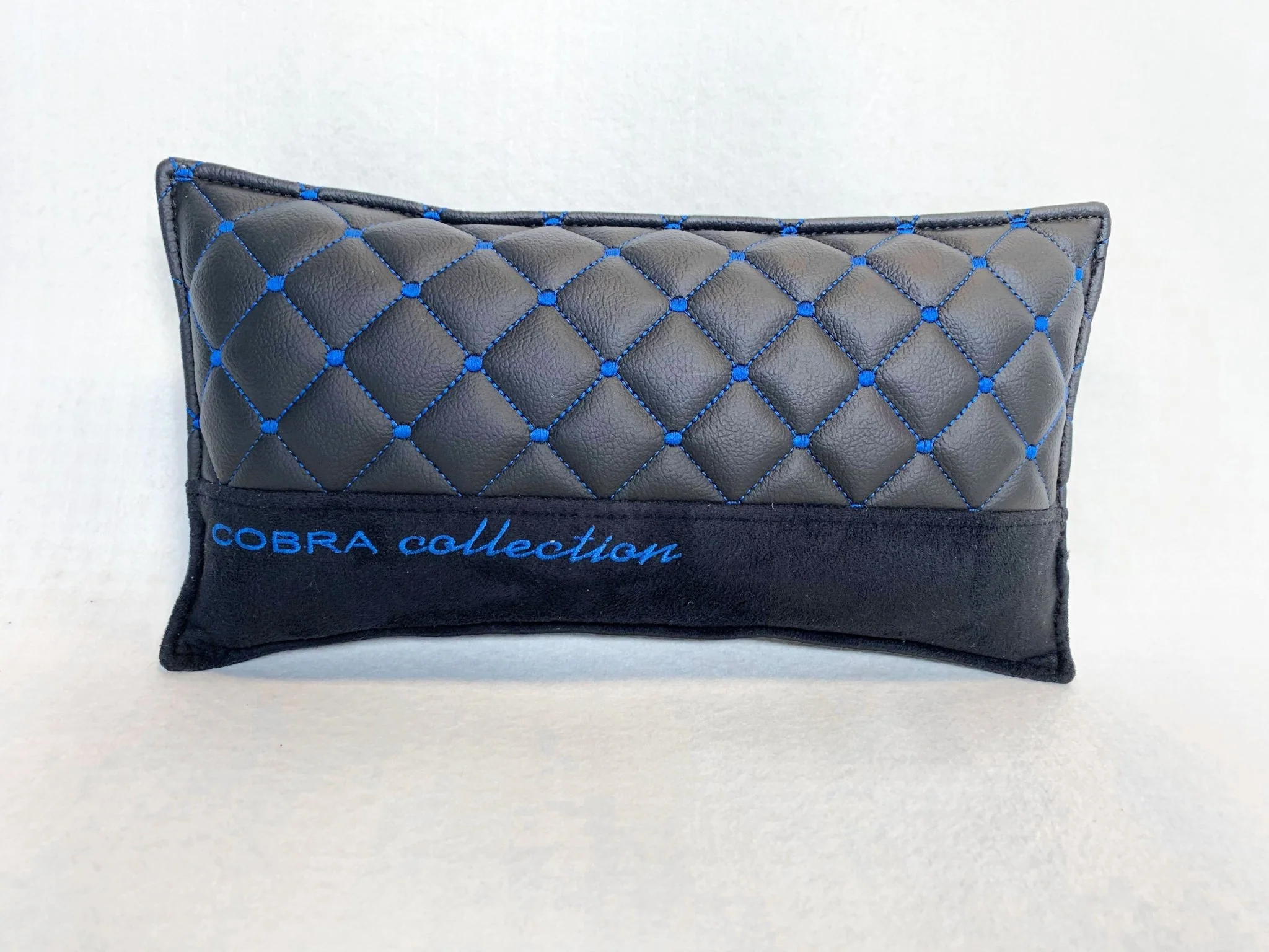 VIP Car Interior Set Black With Blue Diamond Stitch Pillows - Image 11