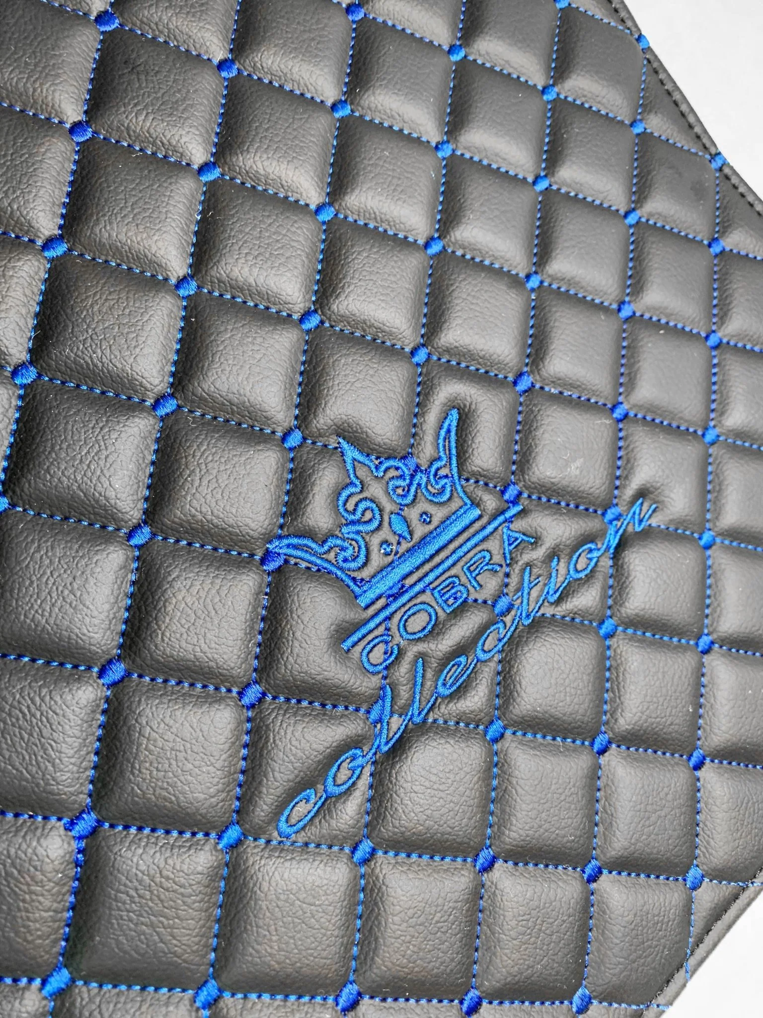VIP Car Interior Set Black With Blue Diamond Stitch Pillows - Image 16