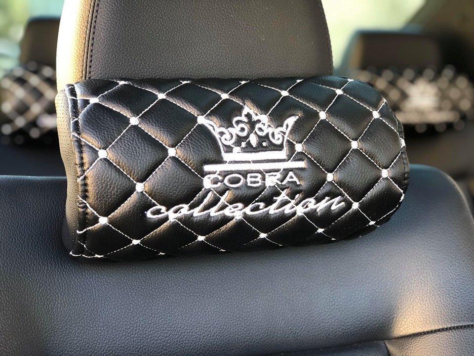 VIP Car Interior Set Black With White Diamond Stitch Pillows - Image 14