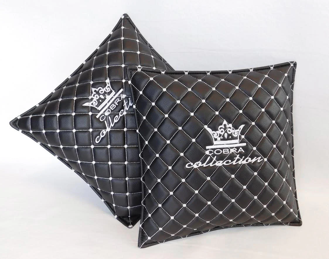 VIP Car Interior Set Black With White Diamond Stitch Pillows - Image 19