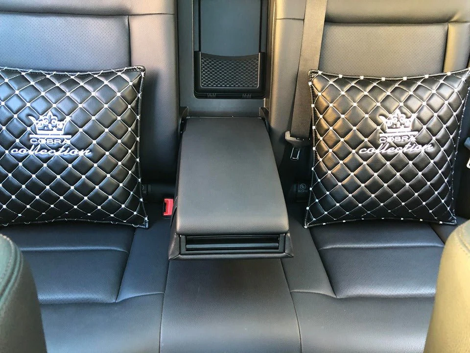 VIP Car Interior Set Black With White Diamond Stitch Pillows - Image 22