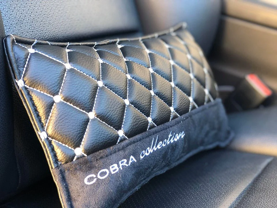 VIP Car Interior Set Black With White Diamond Stitch Pillows - Image 28