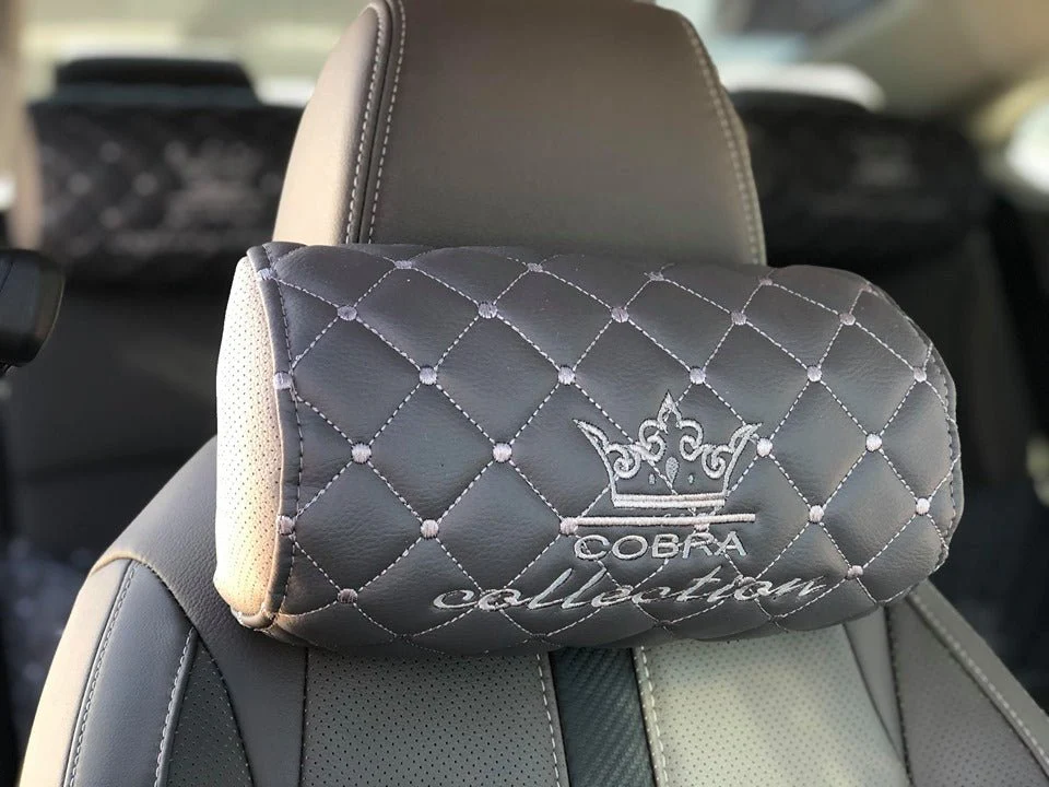 VIP Car Interior Set Grey With Silver Diamond Stitch Pillows - Image 13