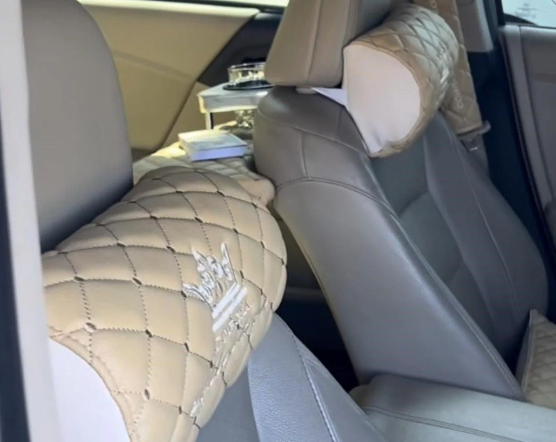 VIP Car Interior Set Tan With Cream Diamond Stitch Pillows - Image 10
